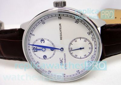 Copy IWC Portuguese Regulateur White Dial Silver Bezel Watch